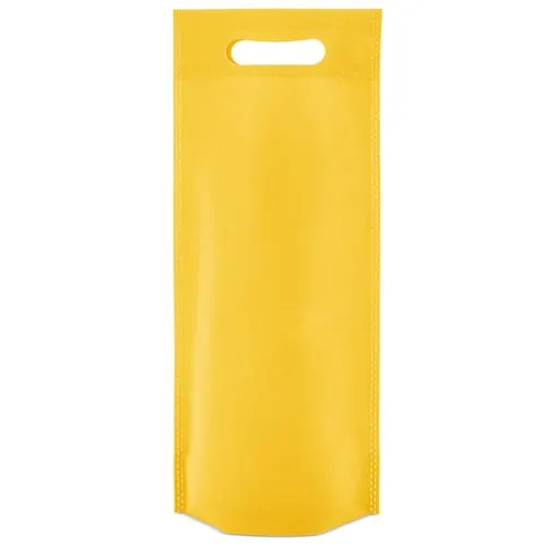 Bolsa non woven Payton 80 g con fuelle para botella en amarillo de non woven 80grs/m2, vista frontal