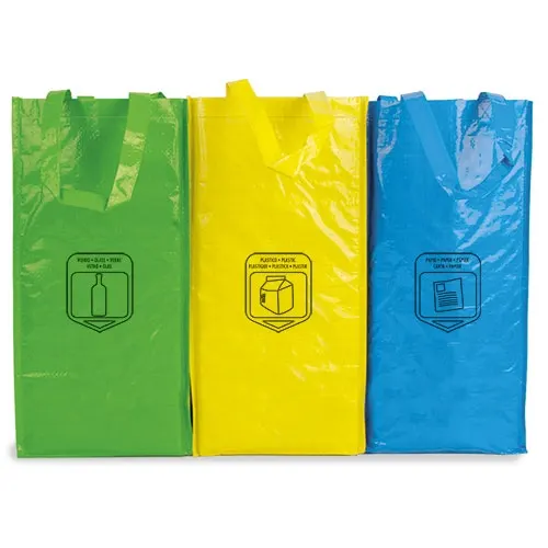 Pack 114 g de 3 bolsas de reciclaje non woven laminado en color único de non woven laminado114grs/m2, vista frontal