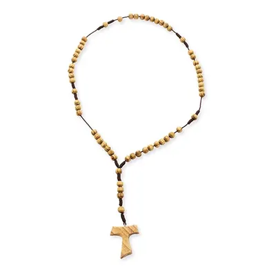 Rosario de madera con cruz tau personalizable